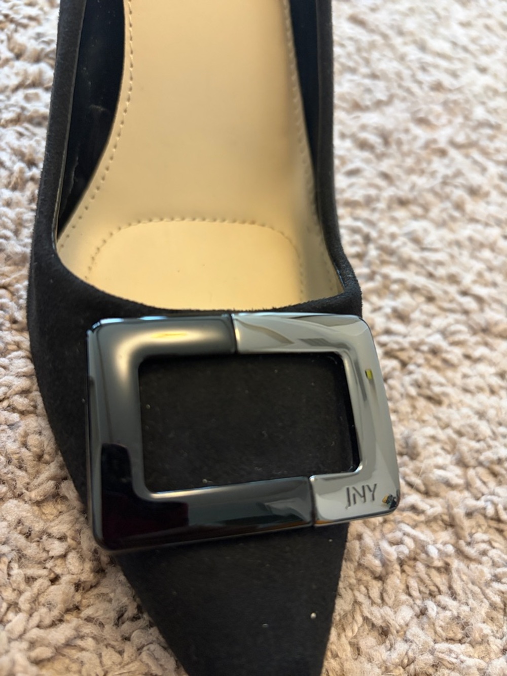 Jones New York Black Pointed-Toe Pumps with Silver Buckle - Picture 3 of 5